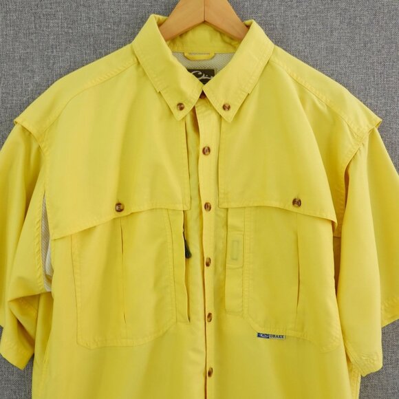 Drake Waterfowl Systems Vented Fishing Shirt Yellow Short Sleeve Size Medium - Picture 2 of 13